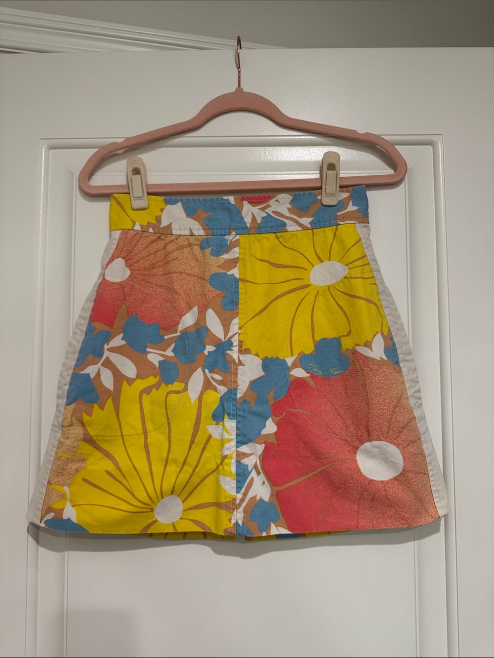 Tracy Feith Floral Patchwork Mini Skirt - Yellow, Blue, Coral